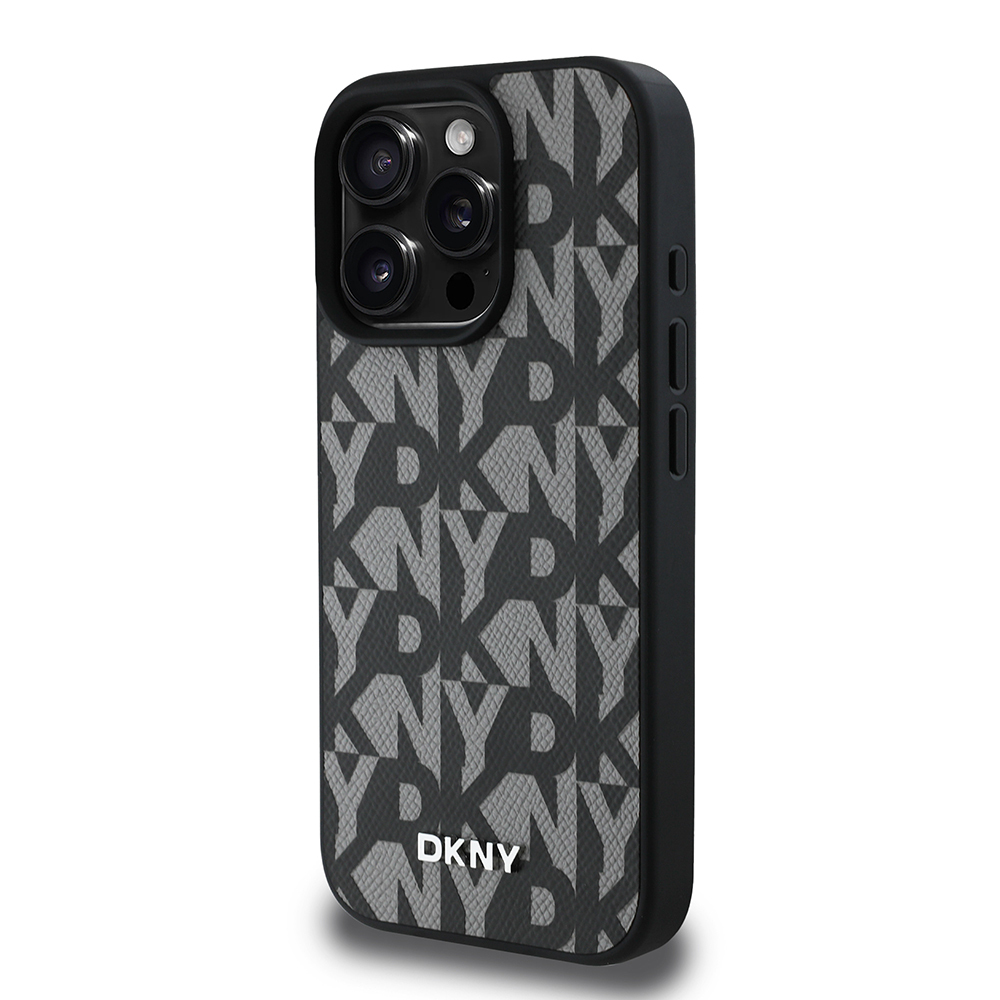 Apple iPhone 15 Pro Max Kılıf DKNY Orjinal Lisanslı M-safe Şarj Özellikli 3D Yazılı Grid Pattern Kapak - 4