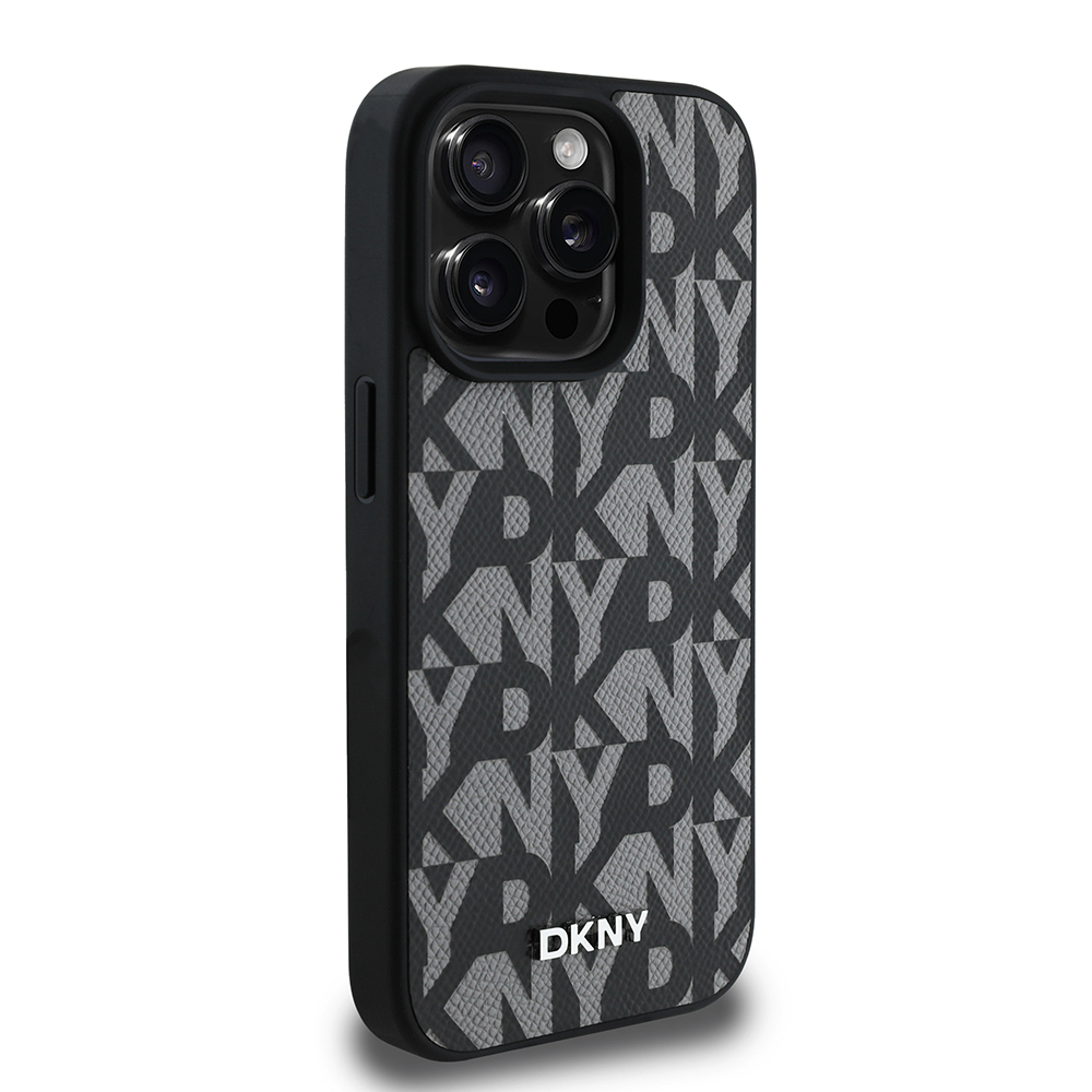 Apple iPhone 15 Pro Max Kılıf DKNY Orjinal Lisanslı M-safe Şarj Özellikli 3D Yazılı Grid Pattern Kapak - 6
