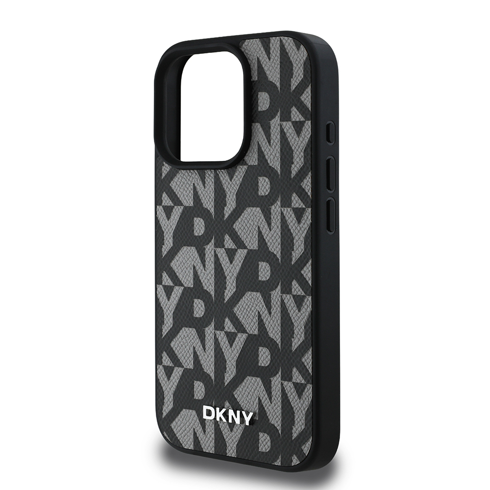 Apple iPhone 15 Pro Max Kılıf DKNY Orjinal Lisanslı M-safe Şarj Özellikli 3D Yazılı Grid Pattern Kapak - 8