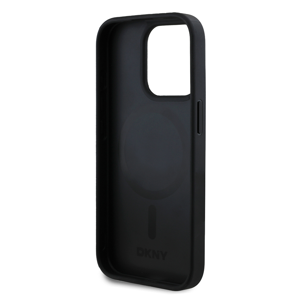 Apple iPhone 15 Pro Max Kılıf DKNY Orjinal Lisanslı M-safe Şarj Özellikli 3D Yazılı Grid Pattern Kapak - 9