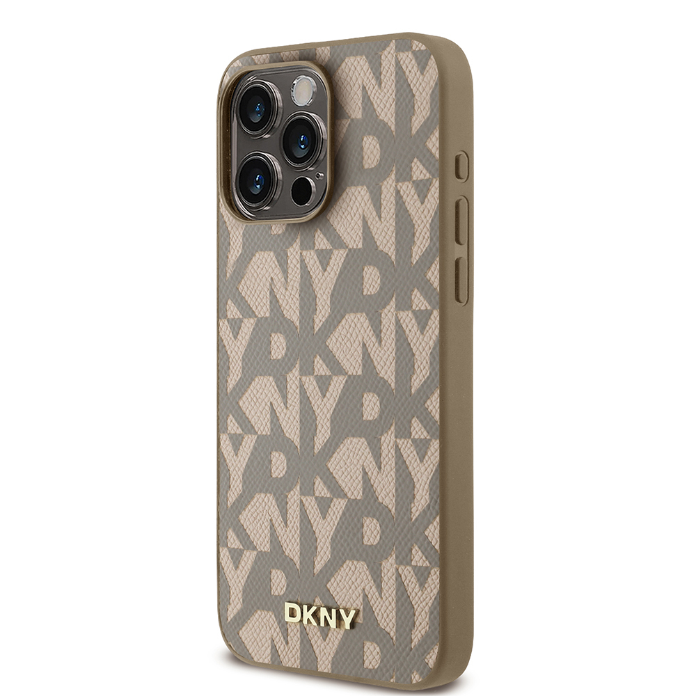 Apple iPhone 15 Pro Max Kılıf DKNY Orjinal Lisanslı M-safe Şarj Özellikli 3D Yazılı Grid Pattern Kapak - 11