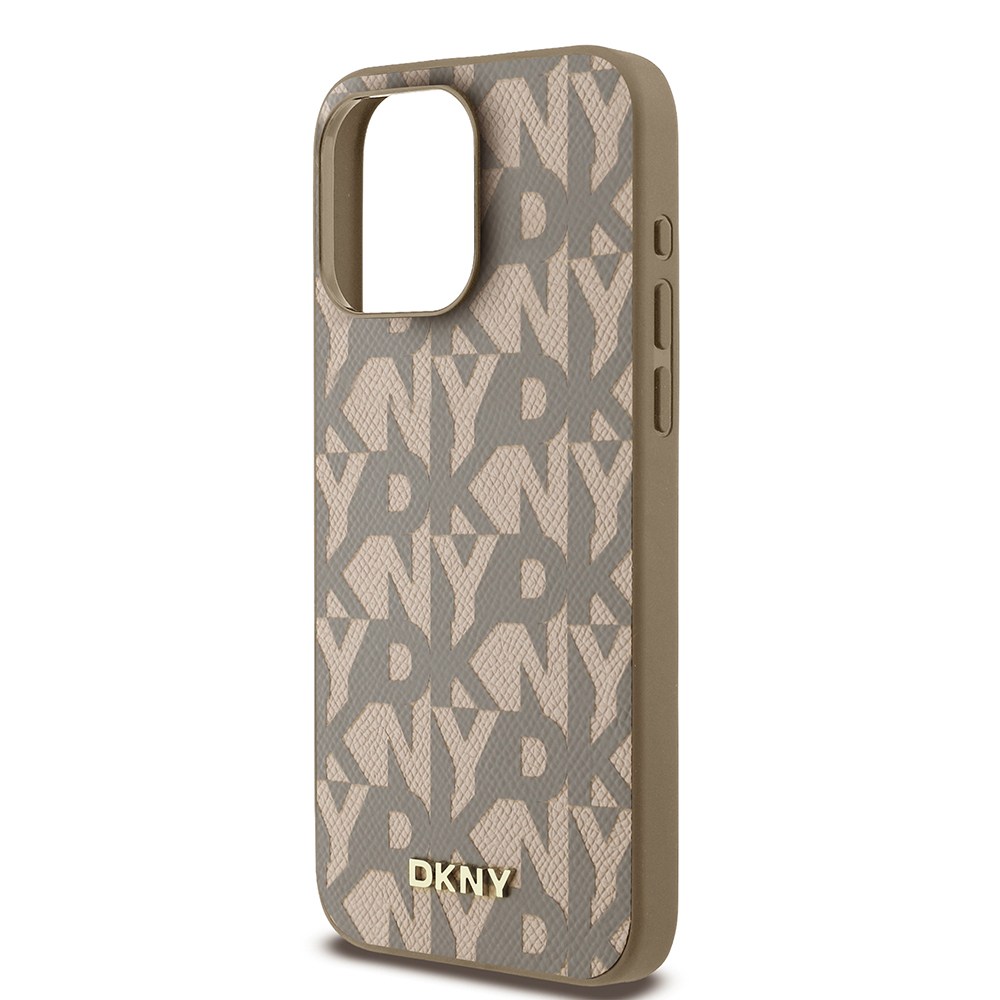 Apple iPhone 15 Pro Max Kılıf DKNY Orjinal Lisanslı M-safe Şarj Özellikli 3D Yazılı Grid Pattern Kapak - 15