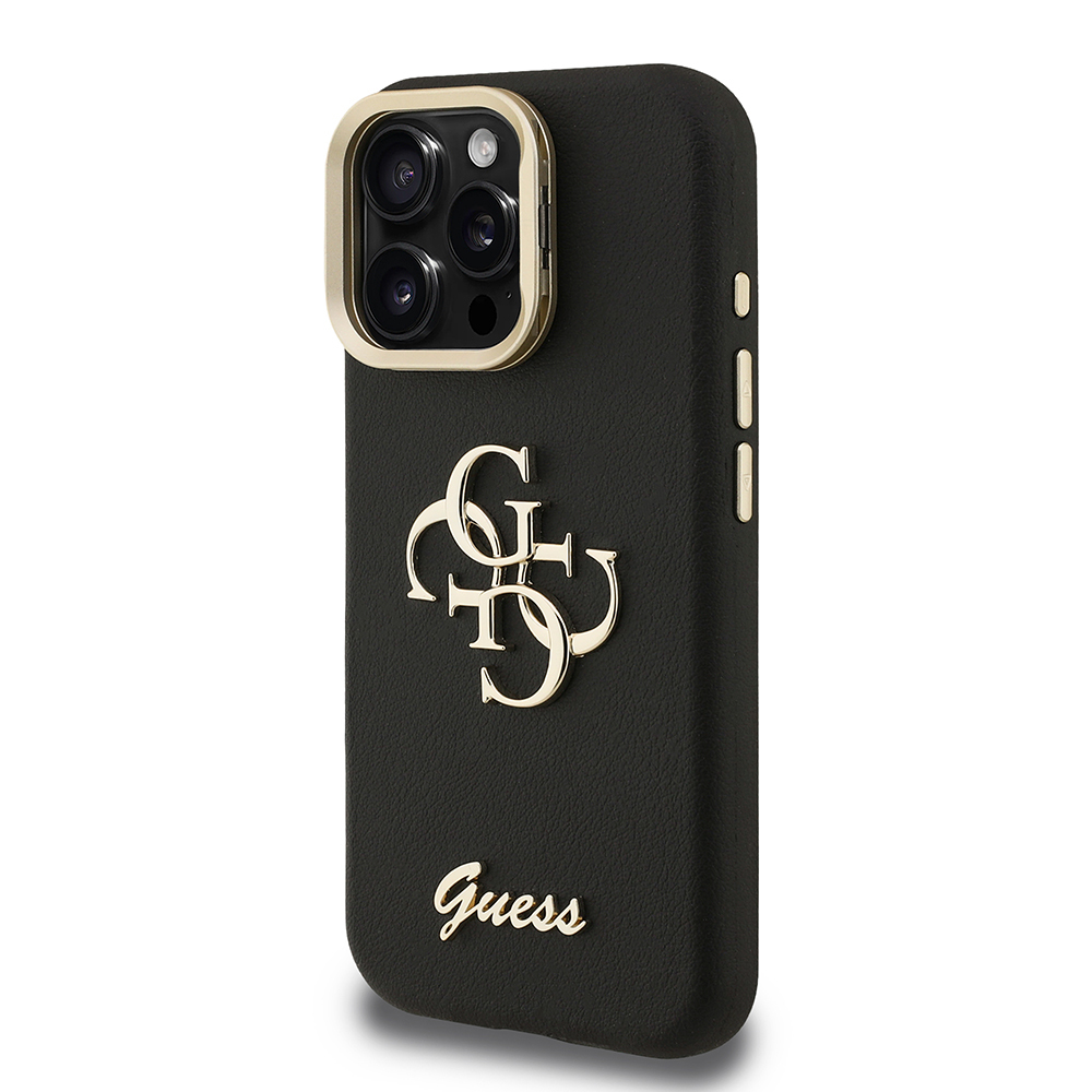 Apple iPhone 15 Pro Max Kılıf Guess Orjinal Lisanslı Grained Yazı Logolu Kamera Standlı Kapak - 13