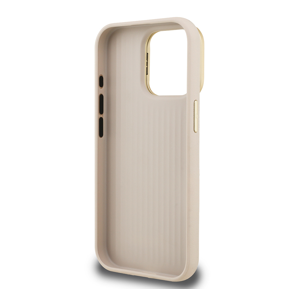 Apple iPhone 15 Pro Max Kılıf Guess Orjinal Lisanslı Grained Yazı Logolu Kamera Standlı Kapak - 25