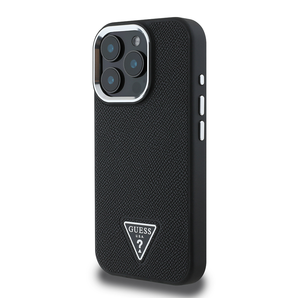Apple iPhone 15 Pro Max Kılıf Guess Orjinal Lisanslı M-safe Şarj Özellikli Grained Triangle Kapak - 5