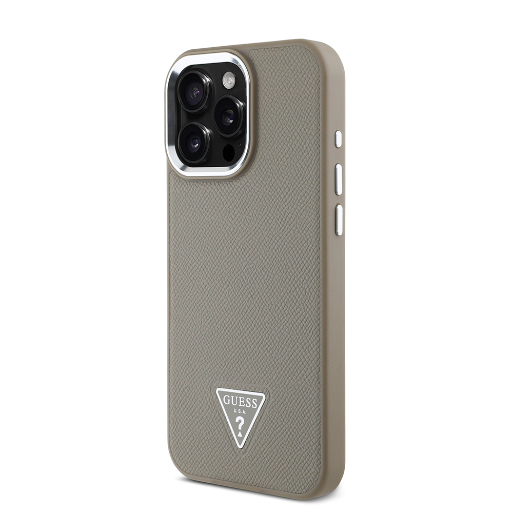 Apple iPhone 15 Pro Max Kılıf Guess Orjinal Lisanslı M-safe Şarj Özellikli Grained Triangle Kapak - 11