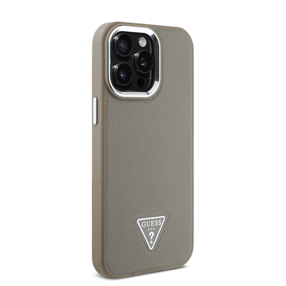 Apple iPhone 15 Pro Max Kılıf Guess Orjinal Lisanslı M-safe Şarj Özellikli Grained Triangle Kapak - 13