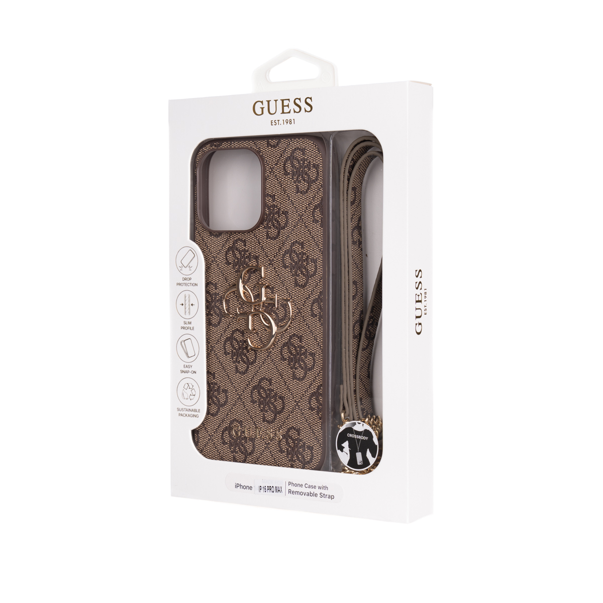 Apple iPhone 15 Pro Max Kılıf Guess Orjinal Lisanslı PU Deri 4G Büyük Metal Logolu Çapraz Vücut Askılı Kapak - 13