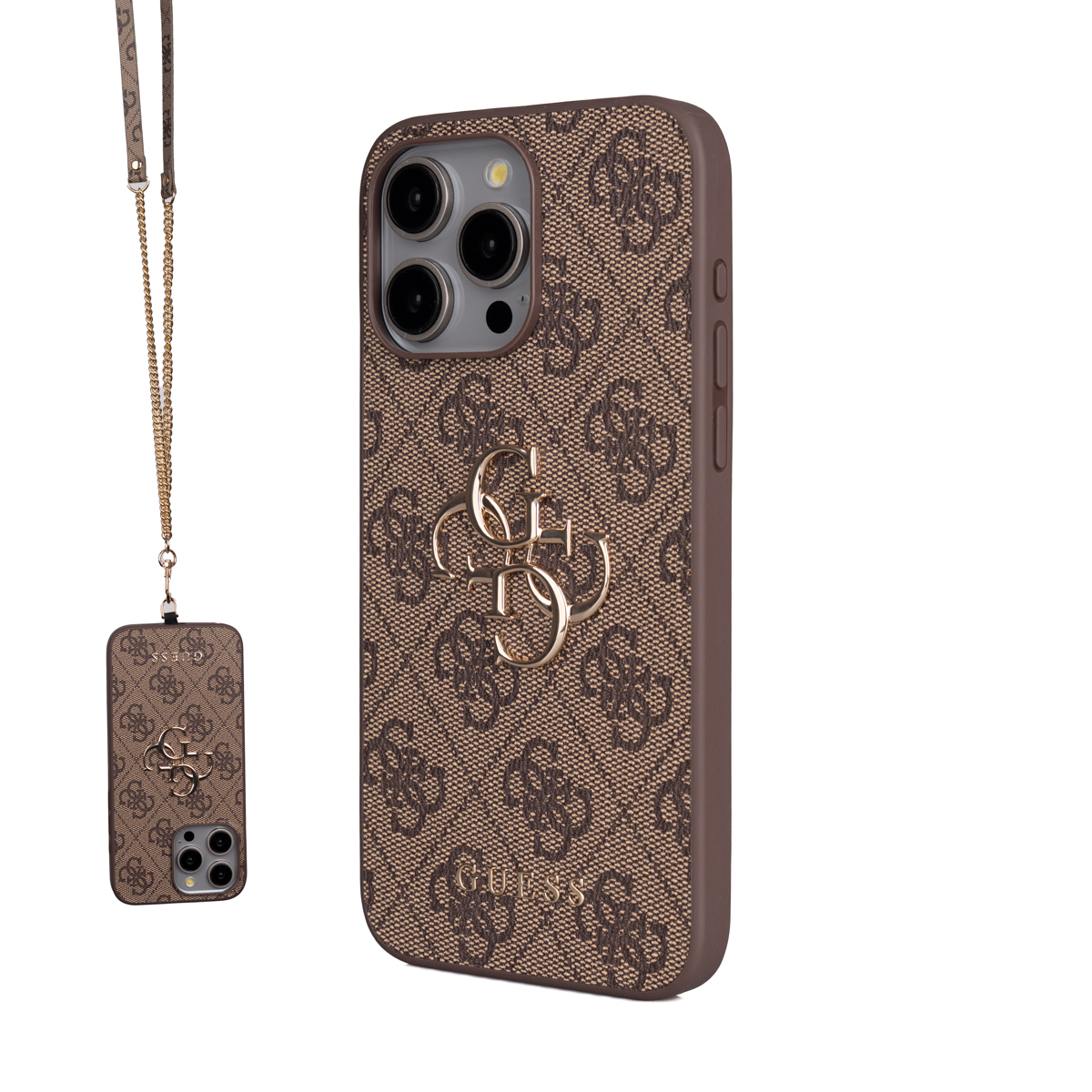 Apple iPhone 15 Pro Max Kılıf Guess Orjinal Lisanslı PU Deri 4G Büyük Metal Logolu Çapraz Vücut Askılı Kapak - 1