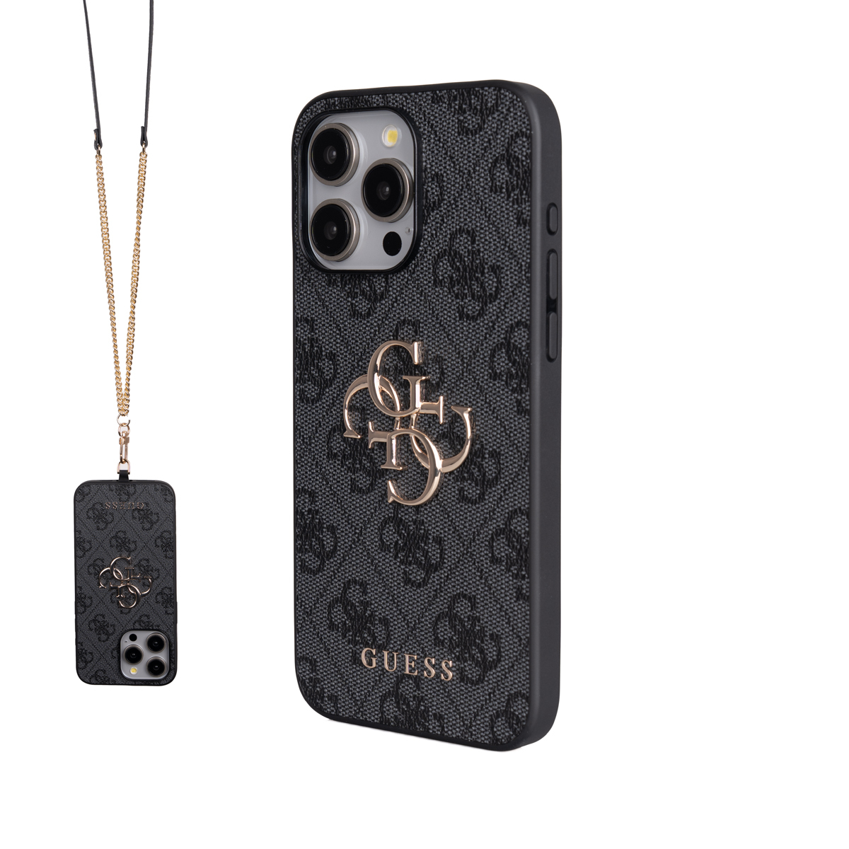 Apple iPhone 15 Pro Max Kılıf Guess Orjinal Lisanslı PU Deri 4G Büyük Metal Logolu Çapraz Vücut Askılı Kapak - 3