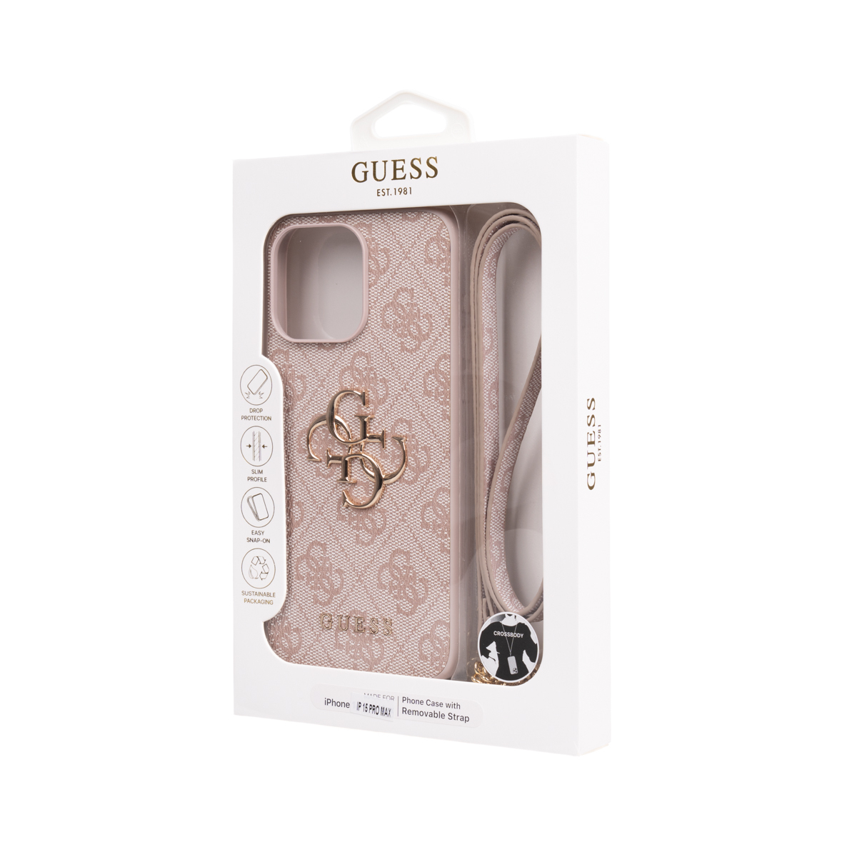 Apple iPhone 15 Pro Max Kılıf Guess Orjinal Lisanslı PU Deri 4G Büyük Metal Logolu Çapraz Vücut Askılı Kapak - 23