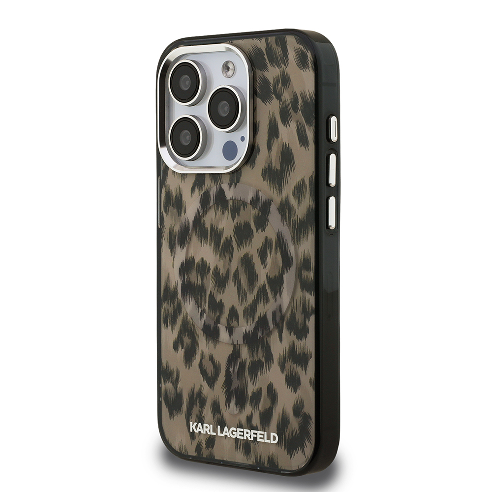Apple iPhone 15 Pro Max Kılıf Karl Lagerfeld Orjinal Lisanslı IML Leopar Baskılı Kapak - 3