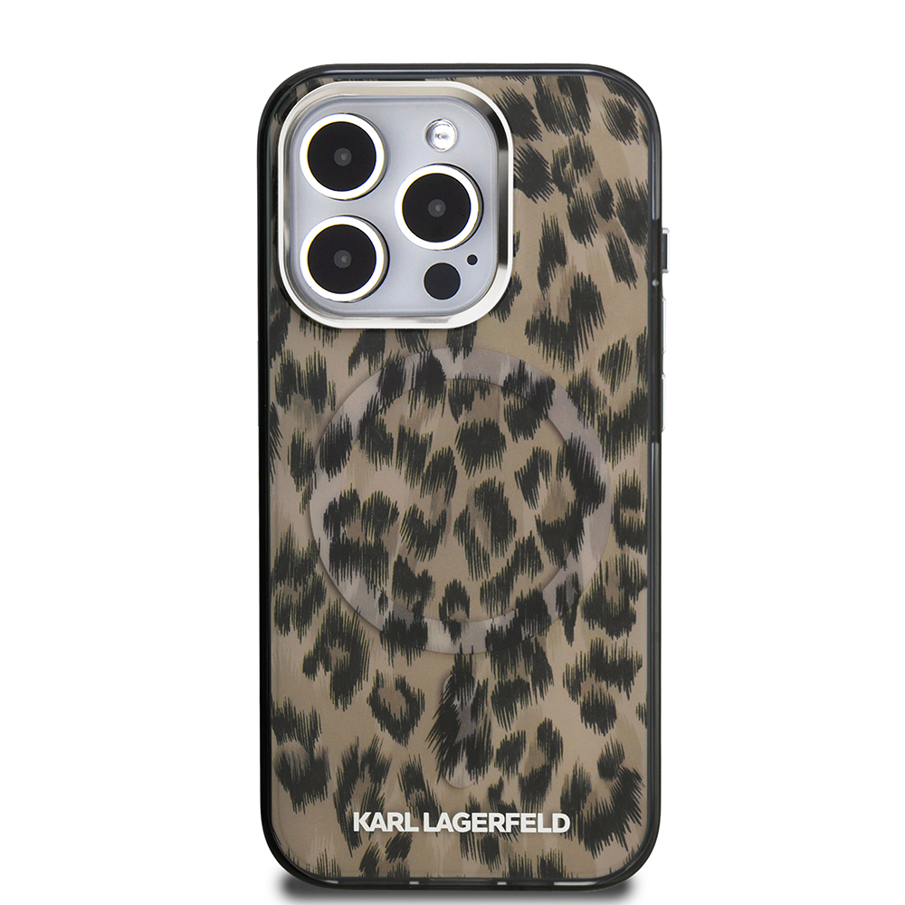 Apple iPhone 15 Pro Max Kılıf Karl Lagerfeld Orjinal Lisanslı IML Leopar Baskılı Kapak - 4
