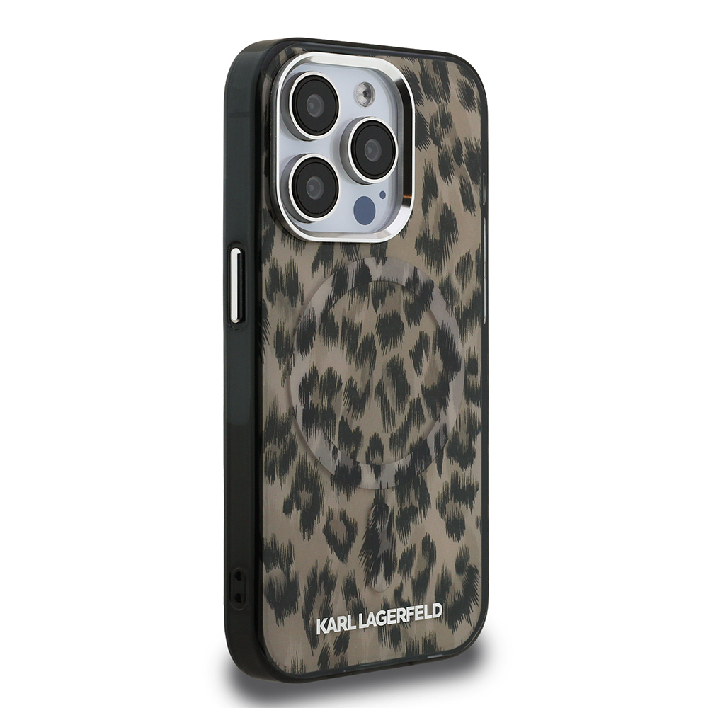 Apple iPhone 15 Pro Max Kılıf Karl Lagerfeld Orjinal Lisanslı IML Leopar Baskılı Kapak - 5
