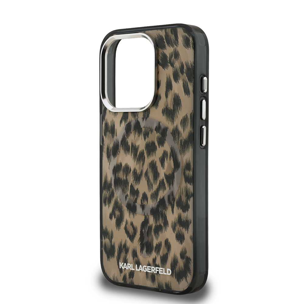 Apple iPhone 15 Pro Max Kılıf Karl Lagerfeld Orjinal Lisanslı IML Leopar Baskılı Kapak - 7