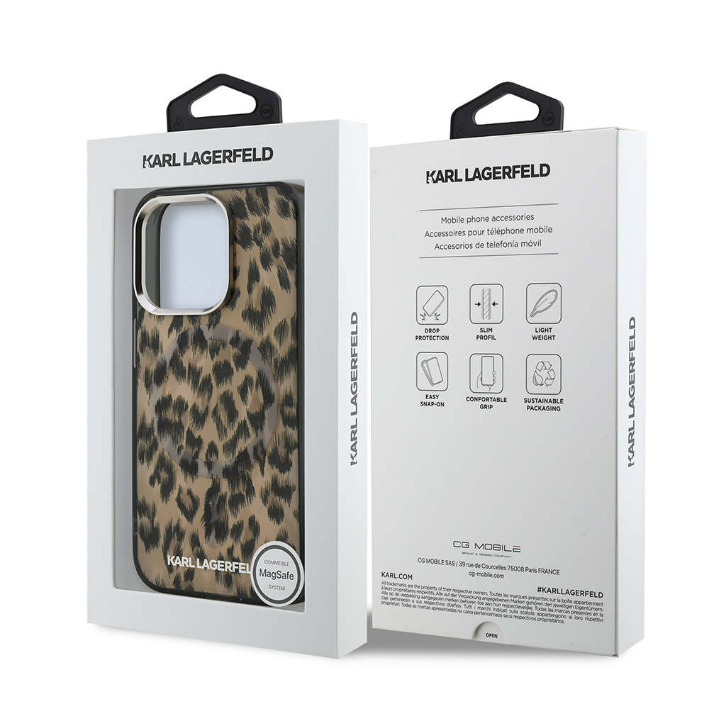 Apple iPhone 15 Pro Max Kılıf Karl Lagerfeld Orjinal Lisanslı IML Leopar Baskılı Kapak - 9