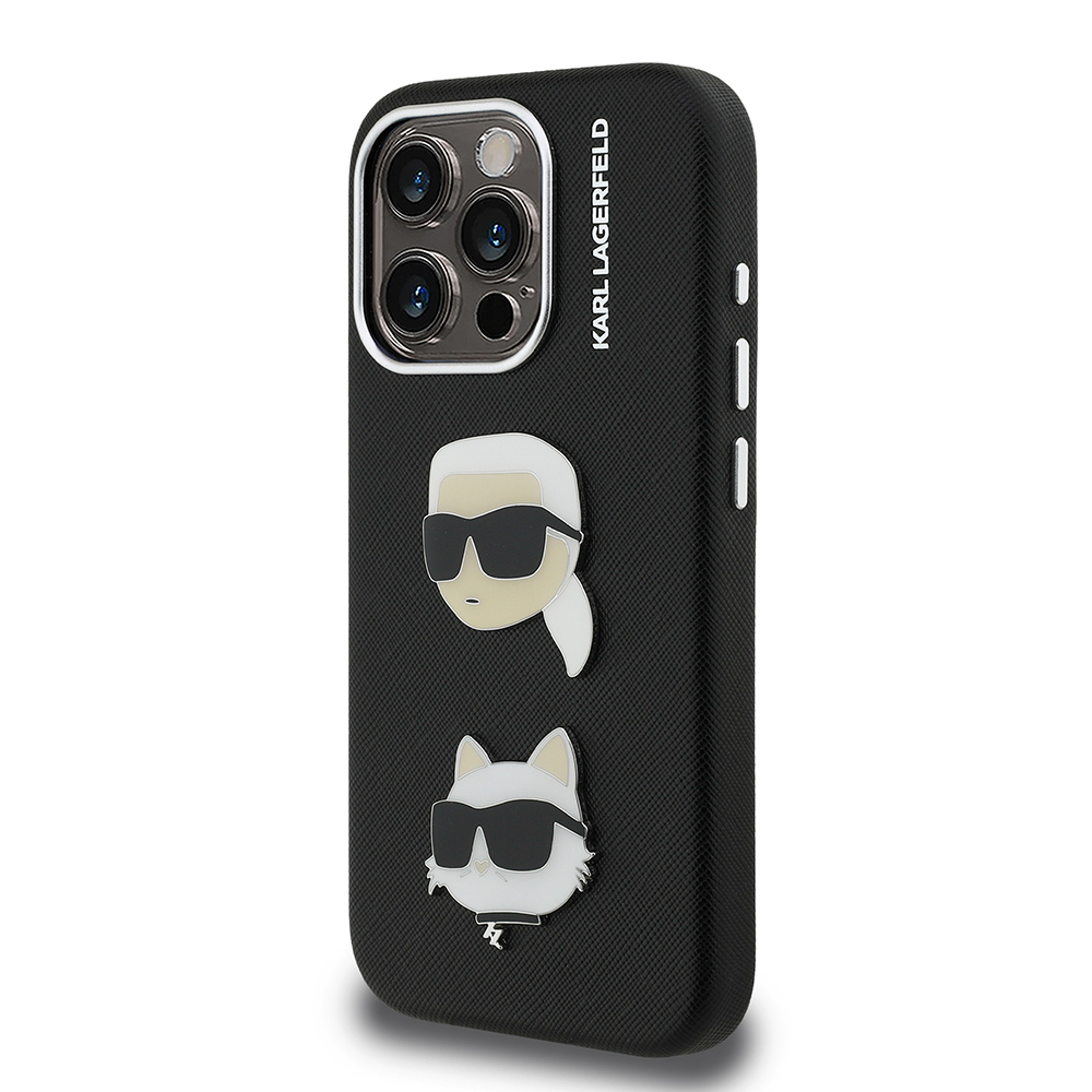 Apple iPhone 15 Pro Max Kılıf Karl Lagerfeld Orjinal Lisanslı K&C Heads Pin Kapak - 4
