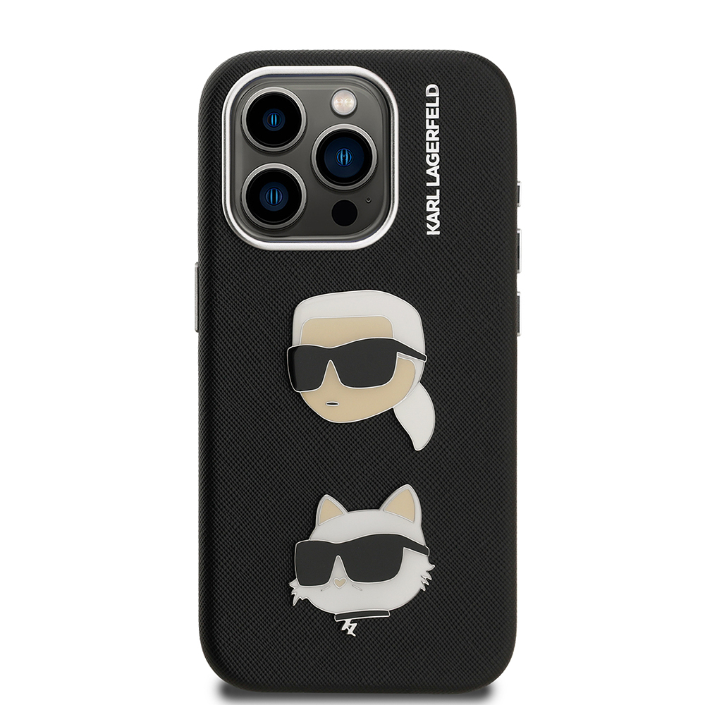 Apple iPhone 15 Pro Max Kılıf Karl Lagerfeld Orjinal Lisanslı K&C Heads Pin Kapak - 5