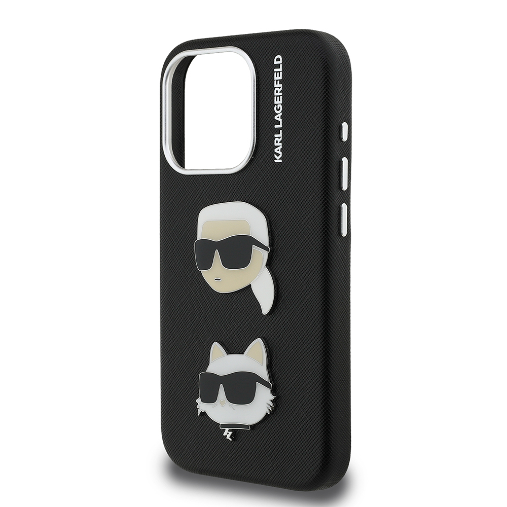 Apple iPhone 15 Pro Max Kılıf Karl Lagerfeld Orjinal Lisanslı K&C Heads Pin Kapak - 8