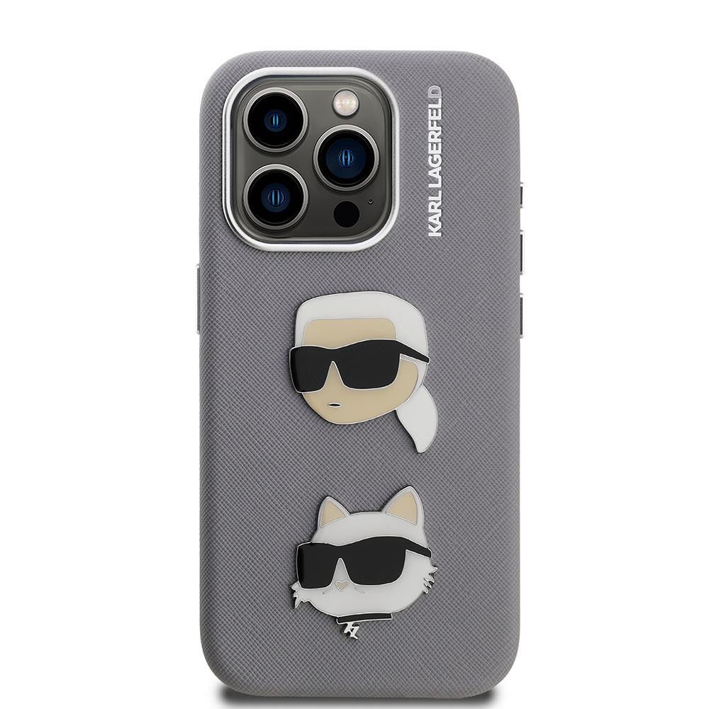Apple iPhone 15 Pro Max Kılıf Karl Lagerfeld Orjinal Lisanslı K&C Heads Pin Kapak - 11