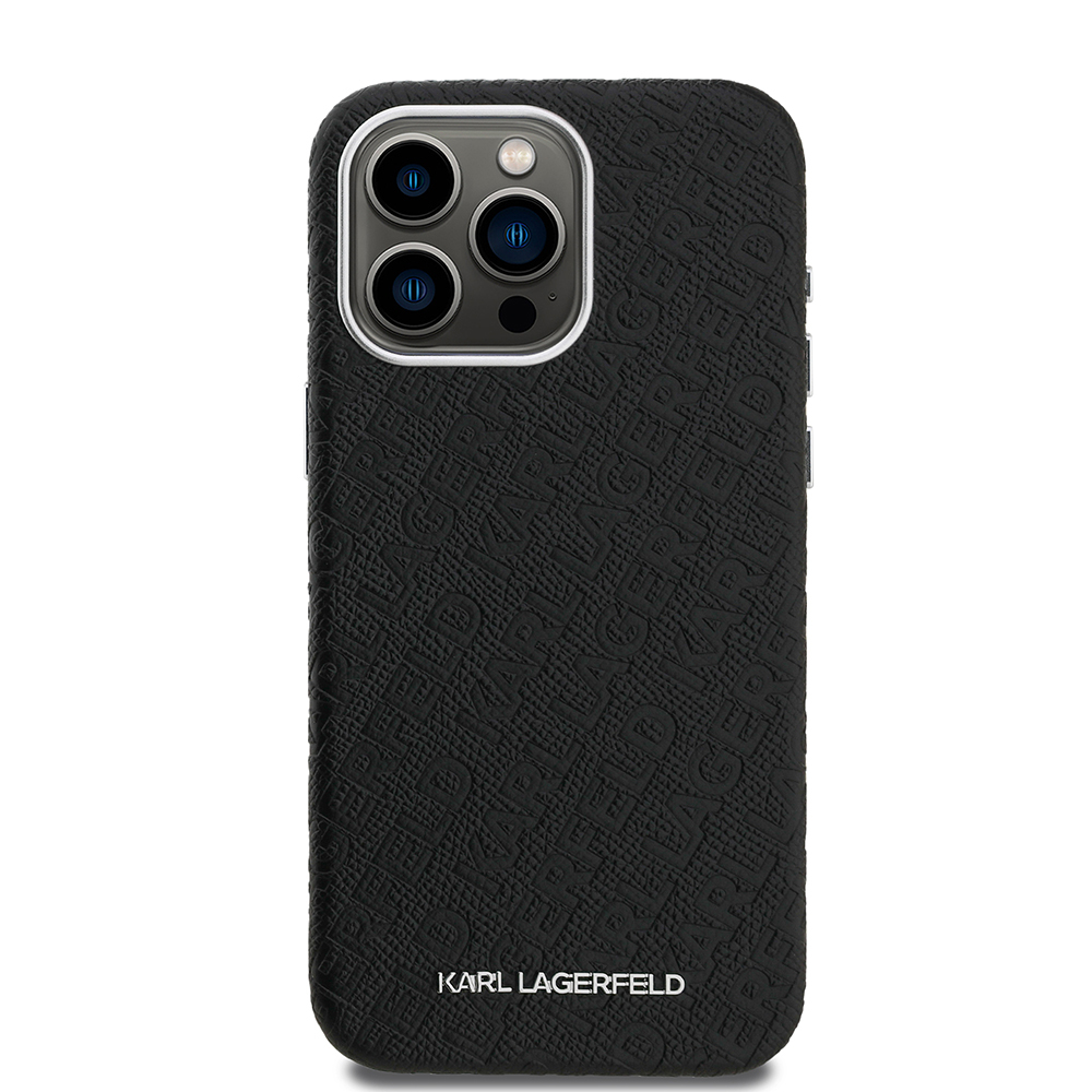 Apple iPhone 15 Pro Max Kılıf Karl Lagerfeld Orjinal Lisanslı PU Deri Damgalı Metal Yazı Logolu Kapak - 4