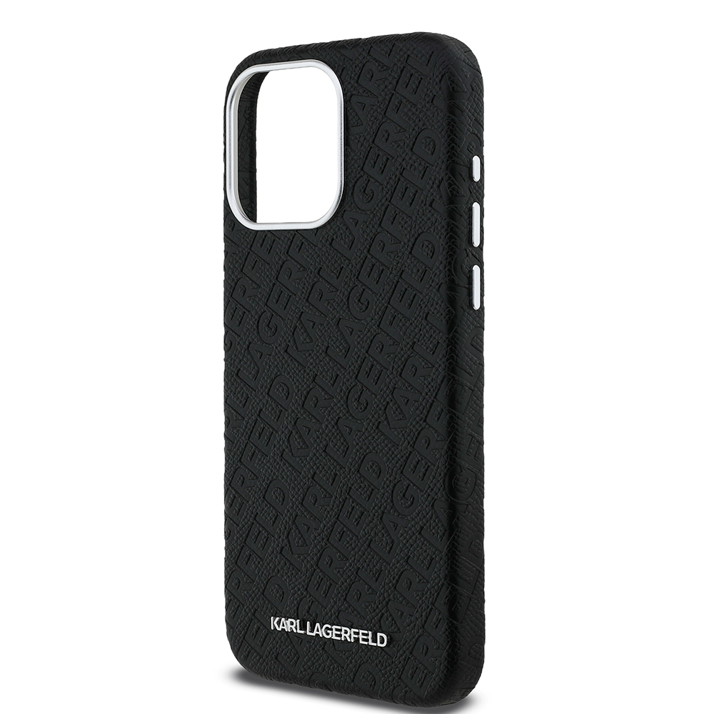 Apple iPhone 15 Pro Max Kılıf Karl Lagerfeld Orjinal Lisanslı PU Deri Damgalı Metal Yazı Logolu Kapak - 7