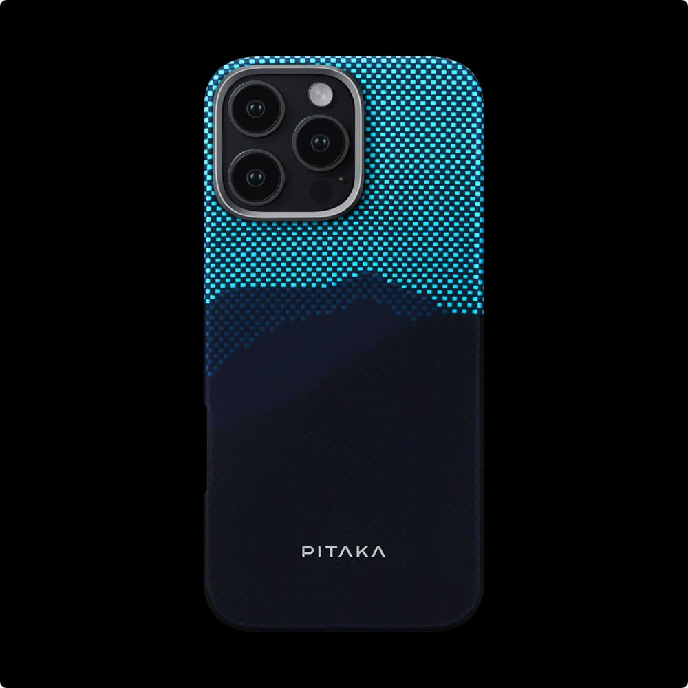 Apple iPhone 15 Pro Max Kılıf M-safe Şarj Özellikli Lumintex Teknolojili Fosforlu Özellikli Aramid Fiber Pitaka Tactile Woven Starpeak Serisi Over The Horizon Kapak - 5