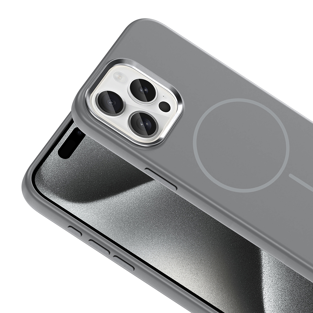 Apple iPhone 15 Pro Max Kılıf M-Safe Şarj Özellikli Metal Kamera Çerçeveli Zore Edi Silikon Kapak - 20