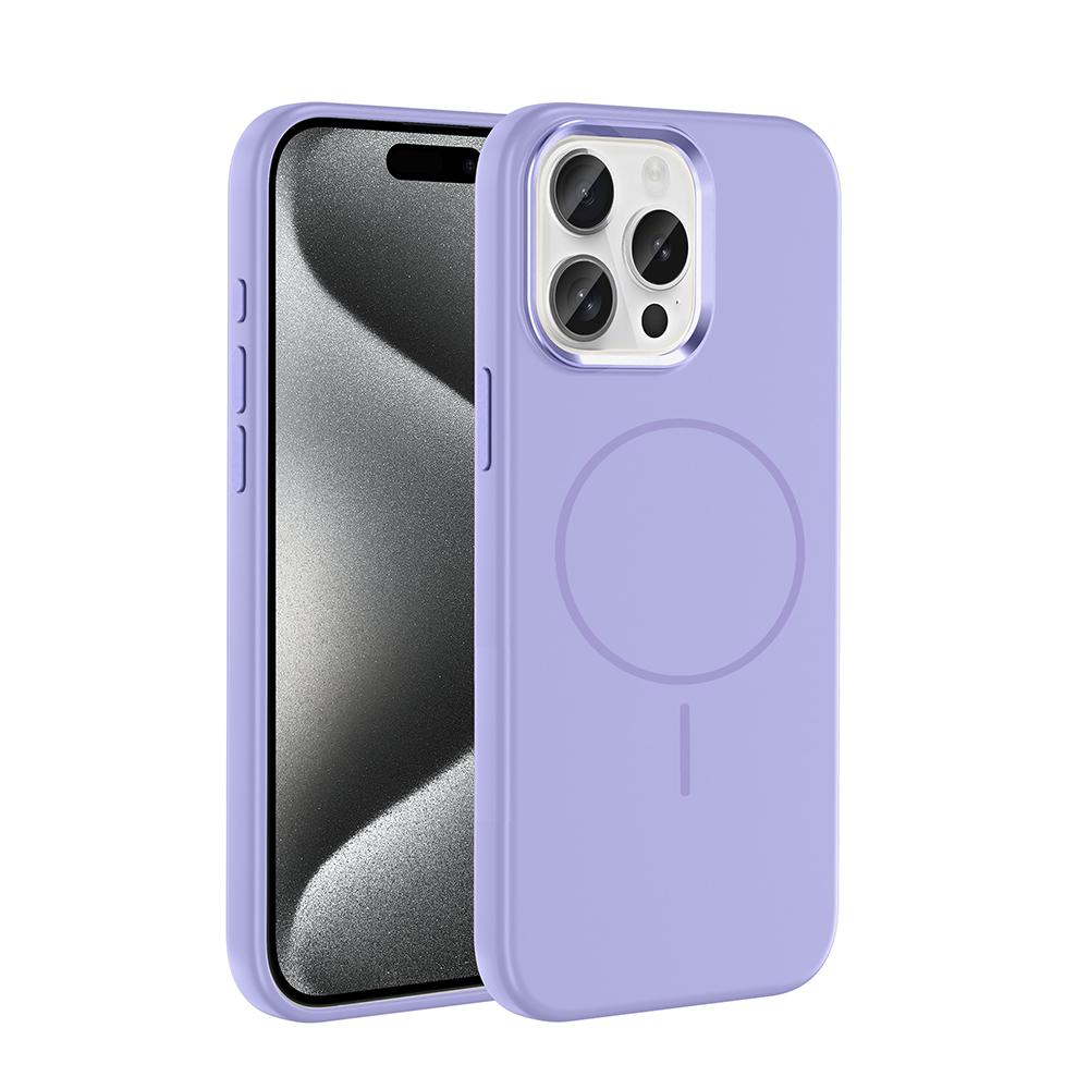 Apple iPhone 15 Pro Max Kılıf M-Safe Şarj Özellikli Metal Kamera Çerçeveli Zore Edi Silikon Kapak - 6