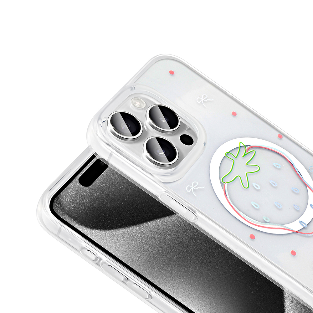 Apple iPhone 15 Pro Max Kılıf M-Safe Şarj Özellikli Şeffaf Zore Folk Sert Kapak - 14