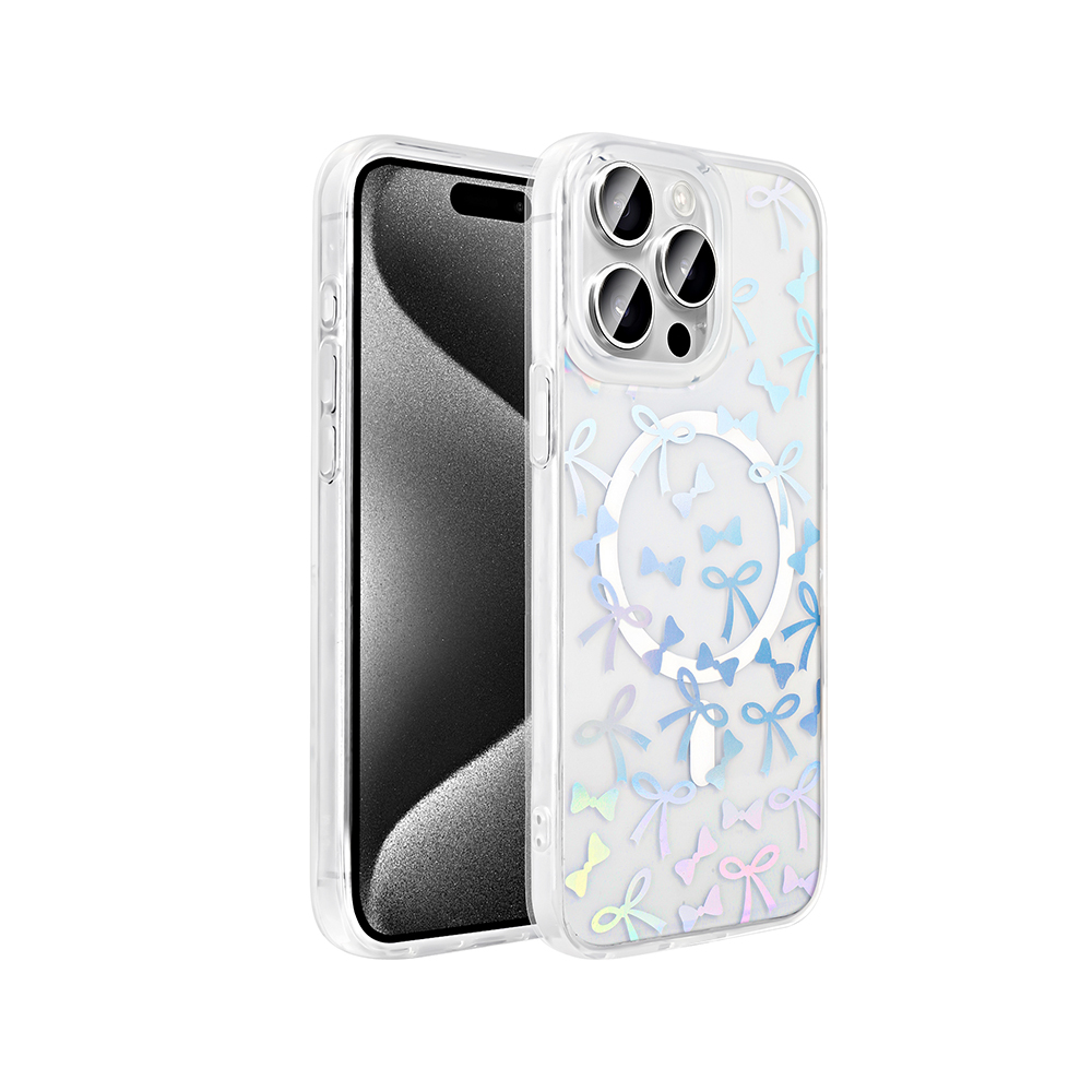 Apple iPhone 15 Pro Max Kılıf M-Safe Şarj Özellikli Şeffaf Zore Folk Sert Kapak - 6