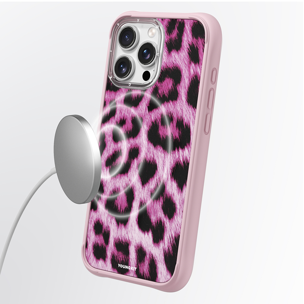 Apple iPhone 15 Pro Max Kılıf M-safe Şarj Özellikli Youngkit Leopard Serisi Kapak - 10