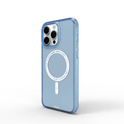 Apple iPhone 15 Pro Max Kılıf Magsafe Şarj Özellikli Wiwu Basic Color J Serisi Kapak Mavi