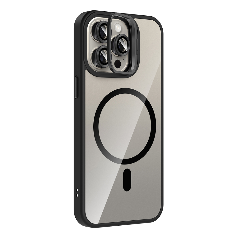 Apple iPhone 15 Pro Max Kılıf Standlı ve Kamera Lens Hediyeli M-Safe Şarj Özellikli Zore Etro Kapak - 8