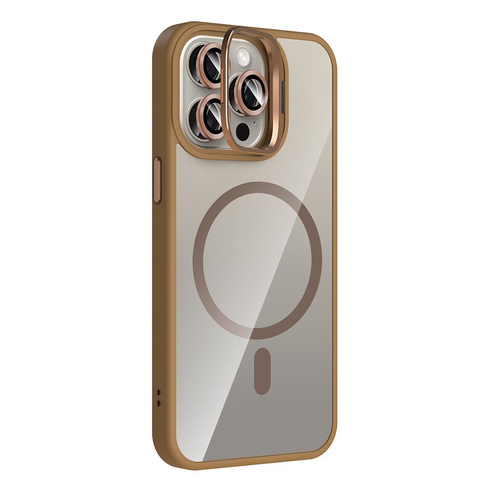Apple iPhone 15 Pro Max Kılıf Standlı ve Kamera Lens Hediyeli M-Safe Şarj Özellikli Zore Etro Kapak - 16