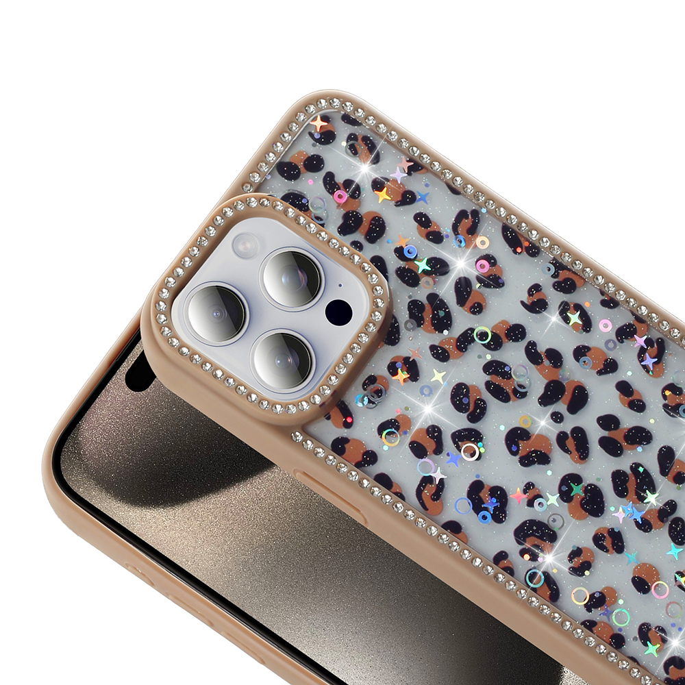 Apple iPhone 15 Pro Max Kılıf Taşlı ve Simli Tasarım Zore Azra Kapak - 8