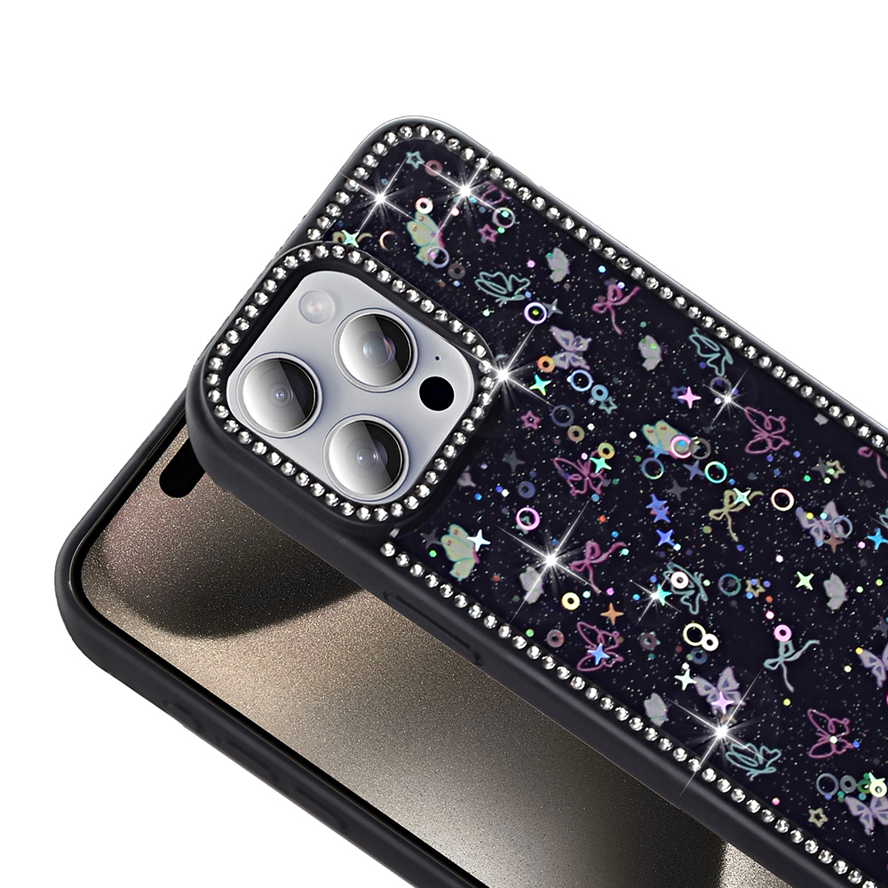 Apple iPhone 15 Pro Max Kılıf Taşlı ve Simli Tasarım Zore Azra Kapak - 9