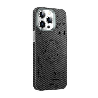 Apple iPhone 15 Pro Max Kılıf Wiwu HHX-016 Karbon Fiber 600D Mars Kevlar Kapak Siyah