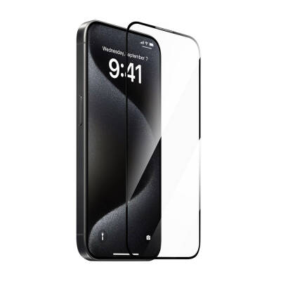 Apple iPhone 15 Pro Max Wiwu GT-008 Polimer Oleofobik Kaplama Şeffaf Pürüzsüz Temperli Cam Ekran Koruyucu 10'lu Paket Siyah