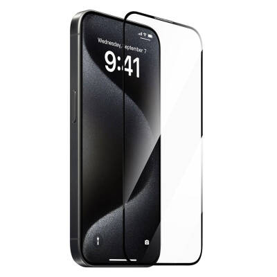 Apple iPhone 15 Pro Max Wiwu GT-009 Polymer Oleophobic Coating Transparent Smooth Tempered Glass Screen Protector Black