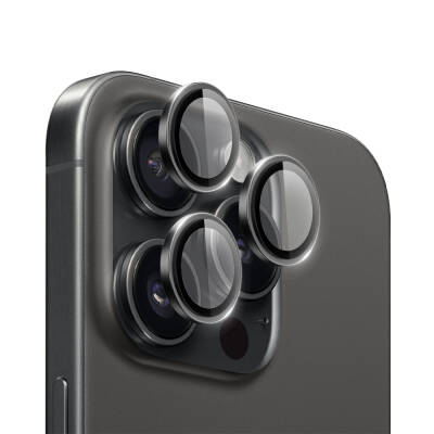 Apple iPhone 15 Pro Max Wiwu LG-004 PVD Lens Guard Metal Kamera Lens Koruyucu Siyah