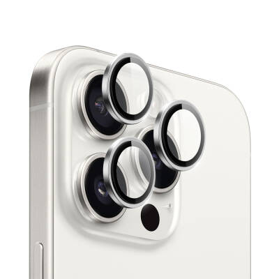 Apple iPhone 15 Pro Max Wiwu LG-004 PVD Lens Guard Metal Kamera Lens Koruyucu Beyaz