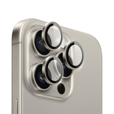 Apple iPhone 15 Pro Max Wiwu LG-004 PVD Lens Guard Metal Kamera Lens Koruyucu Titanyum