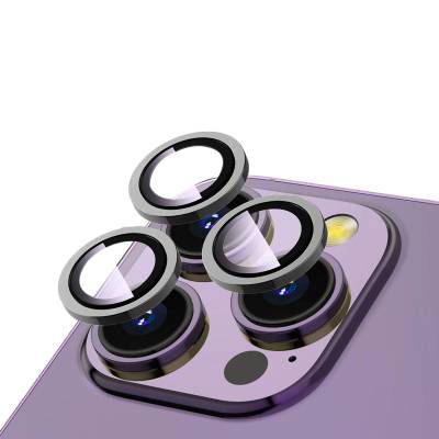 Apple iPhone 15 Pro Max Zore CL-12 Premium Safir Parmak İzi Bırakmayan Anti-Reflective Kamera Lens Koruyucu Koyu Gri