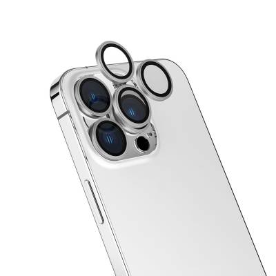 Apple iPhone 15 Pro Max Zore CL-13 Kamera Lens Koruyucu Gümüş