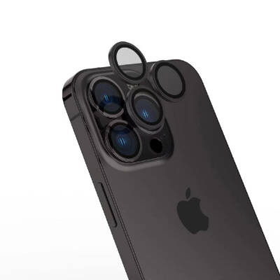 Apple iPhone 15 Pro Max Zore CL-15 Parmak İzi Bırakmayan Anti-Reflective Kamera Lens Koruyucu Siyah