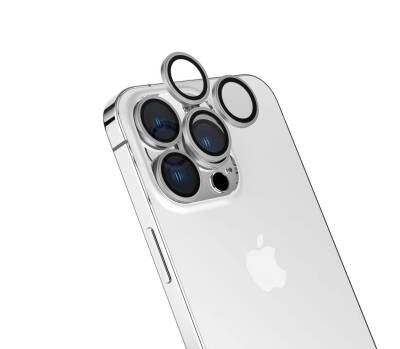 Apple iPhone 15 Pro Max Zore CL-15 Parmak İzi Bırakmayan Anti-Reflective Kamera Lens Koruyucu Gümüş