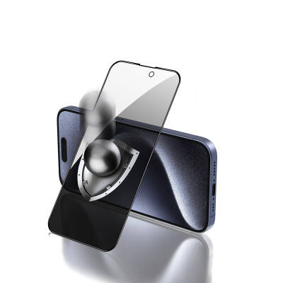 Apple iPhone 15 Pro Max Zore Rika Premium Privacy Temperli Cam Ekran Koruyucu Siyah