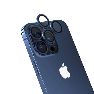 Apple iPhone 15 Pro Max Zore Safir CL-15 Parmak İzi Bırakmayan Anti-Reflective Kamera Lens Koruyucu Midnight