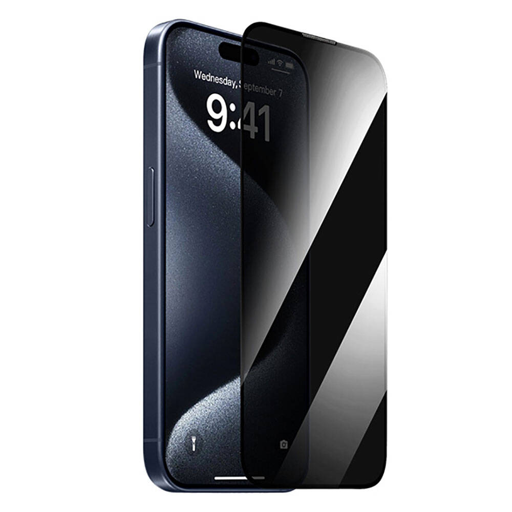 Apple iPhone 15 Pro Wiwu GT-011 Anti-Bacterial Polymer Oleophobic Coating Tempered Privacy Glass Screen Protector - 1